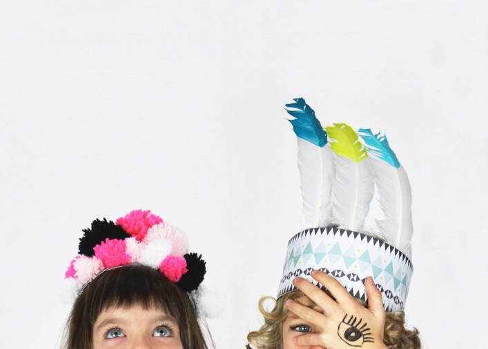rubancollectif-DIY-carnaval26 couronne de pompons, couronne d'indien